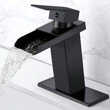1 件黑色瀑布式面盆水龙头，304 不锈钢单孔/3 孔水槽水龙头，冷热水双功能瀑布式水龙头，带供水软管，适用于浴室、房车、洗衣房、酒店 - 均碼 - 查看 5