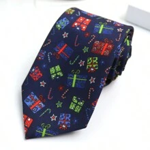 1 件圣诞树圣诞老人派对和商务休闲街头涤纶领带，适合所有季节作为圣诞礼物 - 彩色 - 查看 13