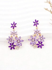juran 1 pereche de cercei din cristal cu design floral, bijuterii în stil de plajă pentru femei
