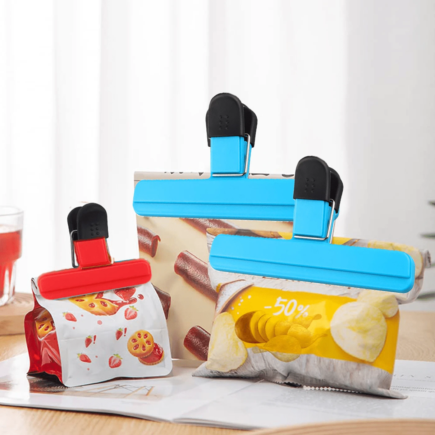2 chiếc kẹp niêm phong thực phẩm bằng nhựa, kẹp niêm phong đa chức năng hai tông màu hiện đại cho thực phẩm - Nhiều màu - Xem 1