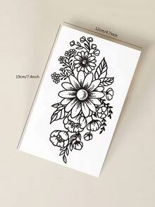 1pc Herbal Juice Semi-Permanent Magical Tattoo Sticker, Creative Delicate Floral Pattern, Gift For Women, 7-14 Days Waterproof, Fade-Resistant, Large Size For Arm, Chest, Back, Body Temporary Tattoo - Blue - View 8