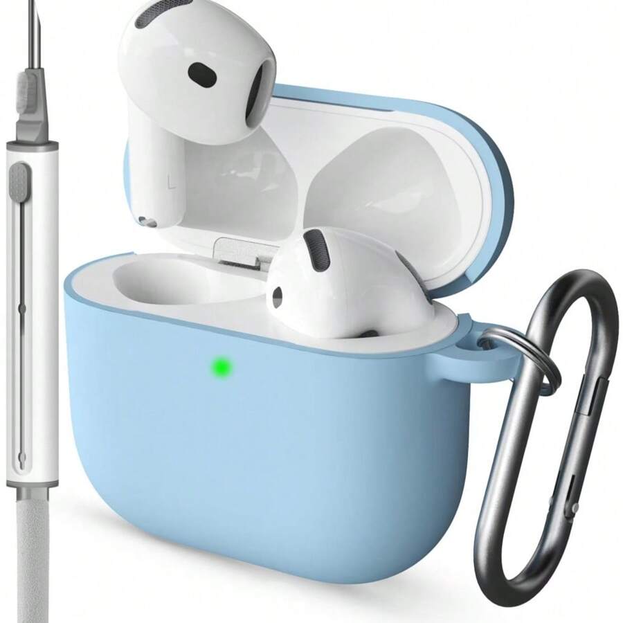 1 套 Airpods 保护套,带白色清洁笔 - 淺藍色 - 查看 1
