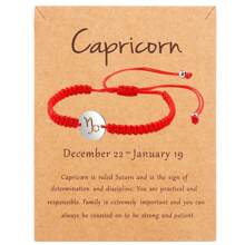 1 pieza Pulsera unisex con de los 12 signos del zodíaco, hecha a mano de acero inoxidable trenzado, de moda