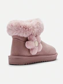 Balabala Girls' Fleece Snow Boots Winter 2024 Non-Slip Warm Short Boots