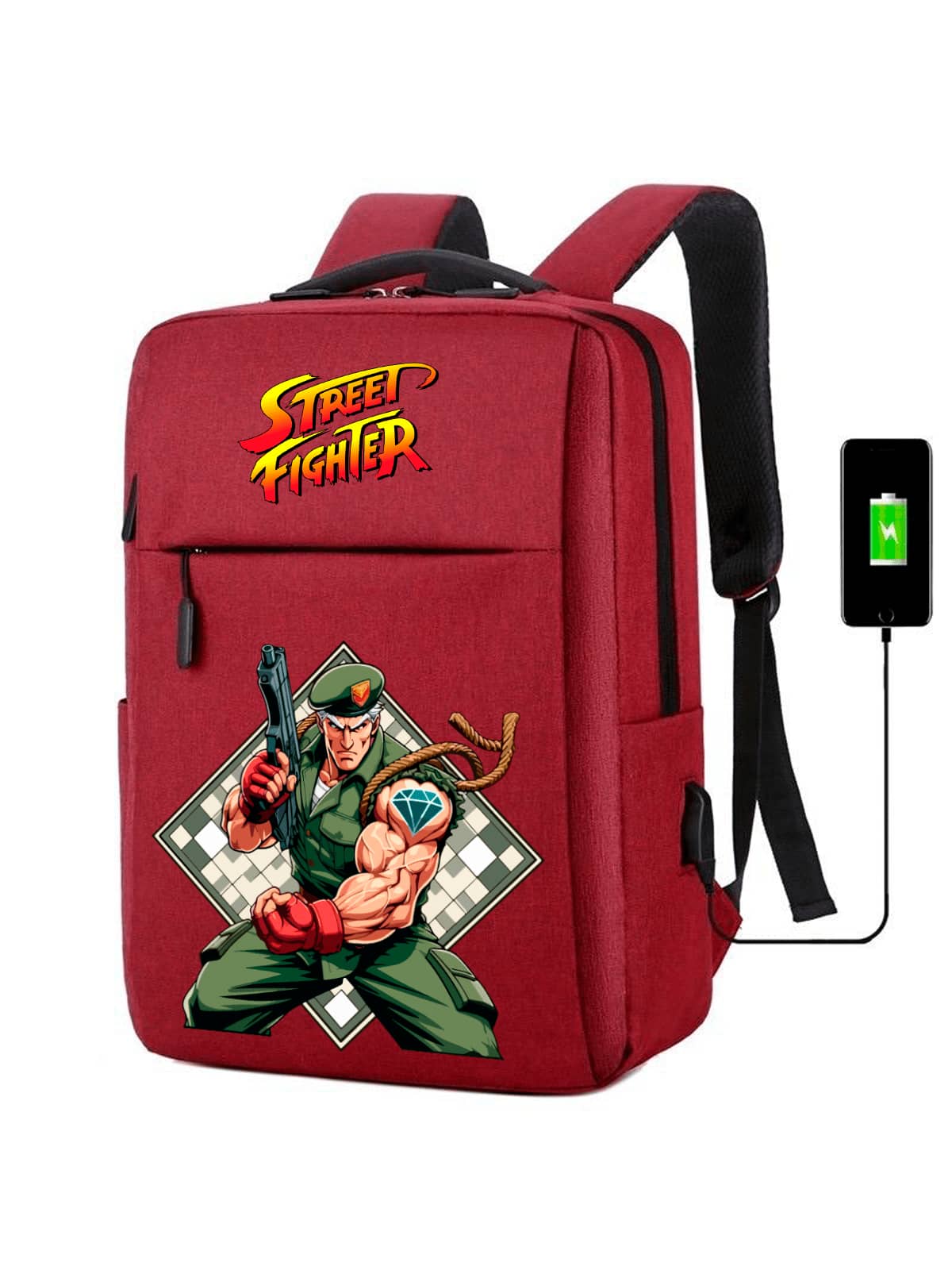 Imported Backpack USB Casual Office Notebook Gym Red - Đỏ - Xem 1