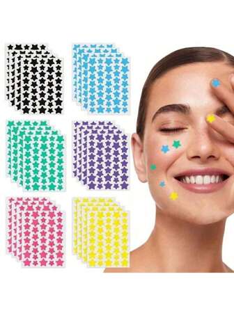 1Set 40pcs Random Color Party Stickers, Cute Star Shape Stickers, Face Stickers (For Decorative Use Only, Not Cosmetic Product)