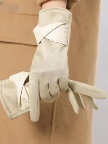 Luvas de inverno de lã quente em cor sólida casual, adequadas para andar a cavalo, dirigir, atividades ao ar livre, também ideais para noites de encontro, outono/inverno dia dos namorados