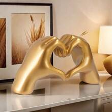 1pc Heart & Hand Shaped Resin Decor, Creative Luxury Style, Suitable For Desk, Office And Home Decoration - Multicolor - View 7