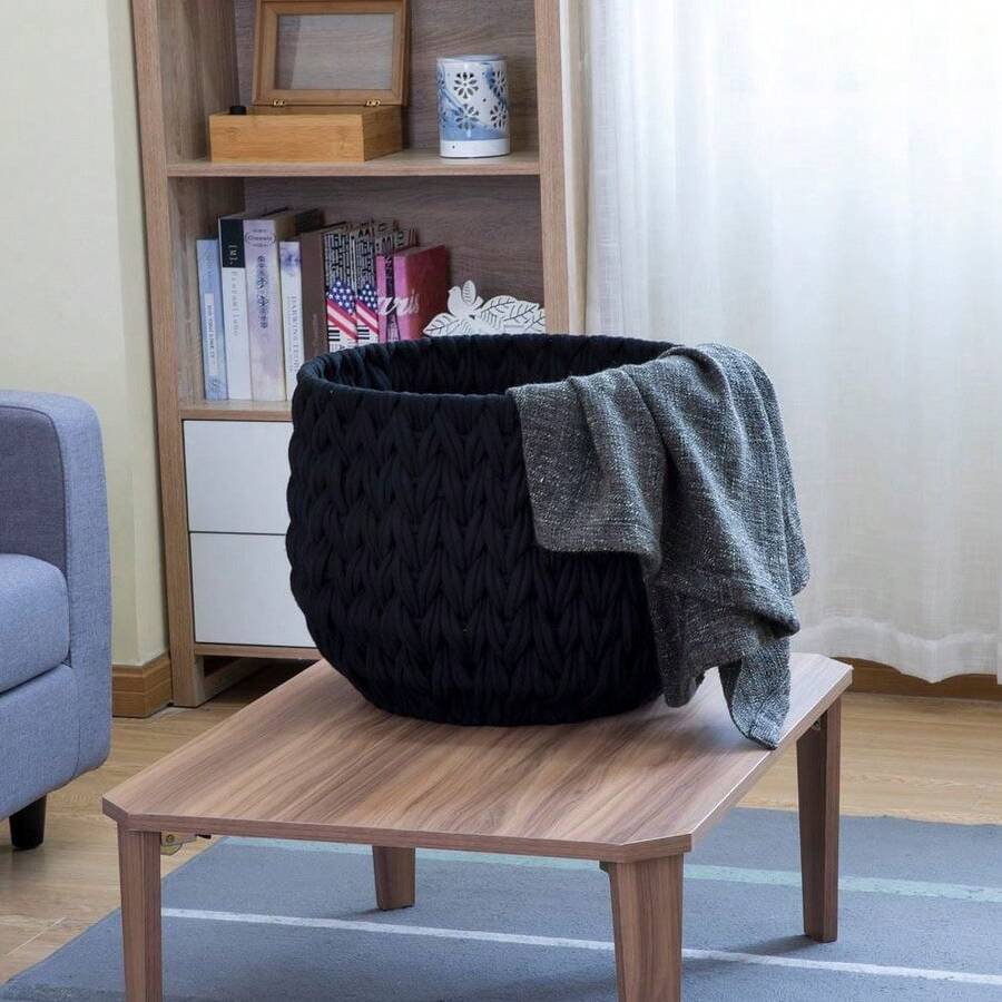 Gardens Extra Large Black Woven Rope Decorative Storage Basket SHEIN USA