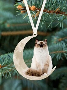 1 Peça Decoração Acrílica Gato Sentado na Lua Pingente, Decoração de Casa, Enfeite de Árvore, Decoração Suspensa de Janela, Lareira, Jardim, Presente para Família, Amigo, Amante de Animais, Decoração, Decoração de Casa, Decoração de Quarto, Decoração de Parede