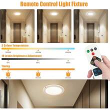 Rechargeable Ceiling Light, No Wiring Battery Operated Ceiling Light With Remote, Motion Sensor Dimmable Timing Motion Activated Overhead Shower Light For Bathroom Pantry Hallway Porch - 白色 - 查看 5