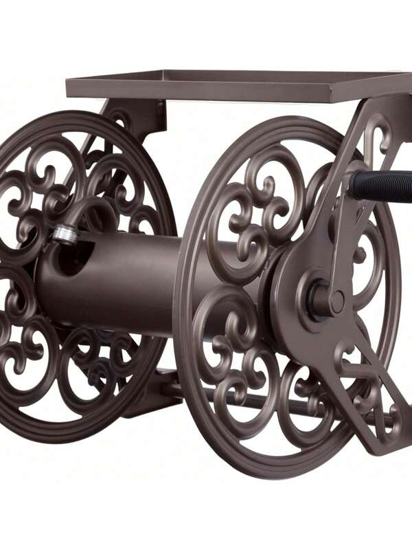 Steel Decorative Wall Mount Garden Hose Reel, Holds 125-Feet Of 5/8-Inch Hose - Bronze