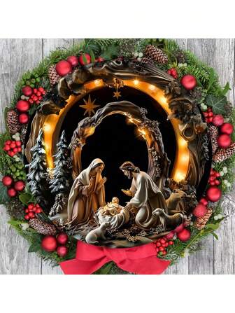 ป้ายไม้ สไตล์เรโทรขนาด 20x20 ซม. สำหรับฉากการประสูติ - เหมาะสำหรับตกแต่งคริสต์มาส, ธีมศาสนา, เหมาะสำหรับบ้าน, ห้องครัว, บาร์, สวน, ระเบียง, โรงรถ และร้านกาแฟ แขวนผนัง - ไอเดียของขวัญวันหยุดที่ไม่เหมือนใคร