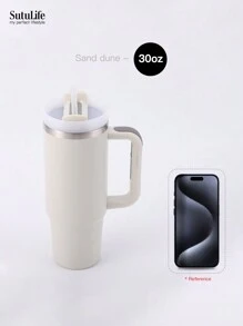 1 pieza, Vaso de 30 onzas con asa, Vaso al vacío reutilizable, Vaso aislado con tapa y pajitas, Tapa hermética, Vaso aislado, Mantiene frío, calor y hielo durante horas, de vuelta al colegio