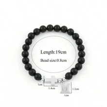1pc New Matte Silver Stainless Steel Letter Cross Beaded Bracelet (For Men) - Black - View 2