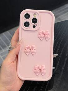 Pink Bamboo Phone Case With Cute Butterfly Decoration - Pink - View 1
