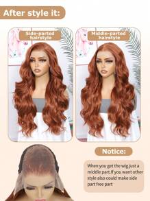 合成耐热 13x6 长波浪发 预拔发际线 合成高清蕾丝前假发 24 英寸黑色合成头发 每根自然发际线 日常使用 高品质 适合女孩 女性角色扮演 自然外观 优质合成柔软假发 圣诞新年狂欢节音乐节使用 - 鏽棕色 - 查看 4