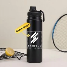 1個個性化27盎司不銹鋼太空杯，便攜式水瓶公司名稱+標誌圖案定制杯，定制圖案個人姓名夏季運動冷絕緣杯禮物節日祝福禮物 - 藍色 - 查看 3