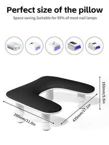柔软黑色美甲靠垫手枕，半柱海绵扶手美甲设计美甲手枕，适合初学者在家 DIY，专业美甲沙龙 - 黑色 - 查看 3