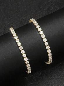 Set de 2 pulseras de estilo hip hop sencillo con cristales para hombres, regalos para Navidad, Año Nuevo, Día de San Valentín