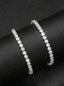 Set de 2 pulseras de estilo hip hop sencillo con cristales para hombres, regalos para Navidad, Año Nuevo, Día de San Valentín