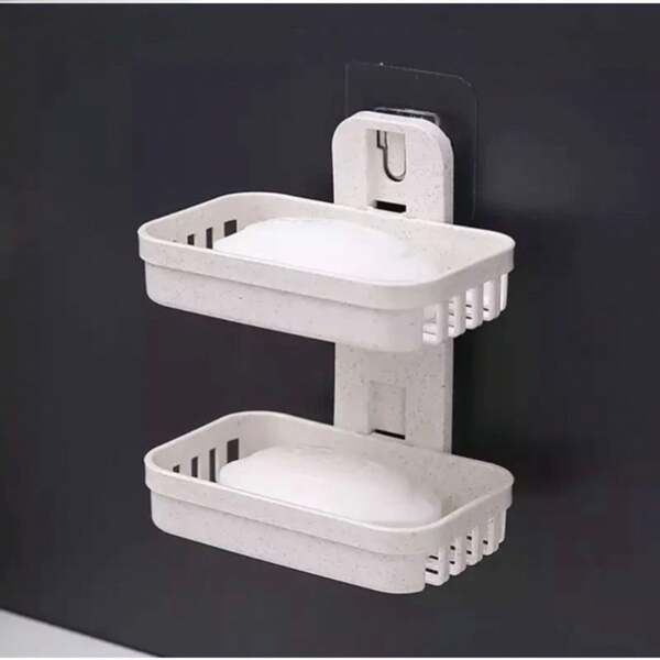 porta Sabonete saboneteira de plastico para uso domestico para parede dupla 15,5 x 8 x 13 cm