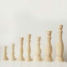 木制烛台装饰蜡烛台 DIY 经典工艺烛台 适用于油漆或客厅家居婚礼节日装饰、礼物 - 彩色 - 查看 8