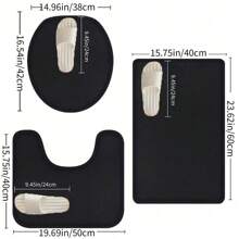 1pc Simple Soft Memory Foam Non-Slip Bath Mat For Bathroom Home Bathroom Decor Bath Rug Floor Carpet Outdoor Rug Door Mat Fall Decor Bathroom Accessories Back To School Entryway Decor - Black - View 2