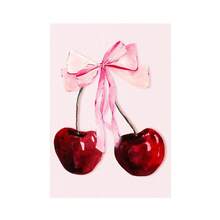 1pc Tranh vải canvas nơ màu hồng màu nước thời trang nghệ thuật treo tường quả cầu disco anh đào ngựa vằn áp phích in phòng cô gái học đường trang trí nhà không có khung - Nhiều màu - Xem 7