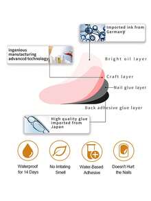 Beauty Sticker 20片装半固化凝胶指甲贴秋冬深灰色指甲银色线条金箔碎屑自粘式全包裹指甲适合紫外线强光泽度适合女性日常DIY美甲用品 - 深灰色 - 查看 7