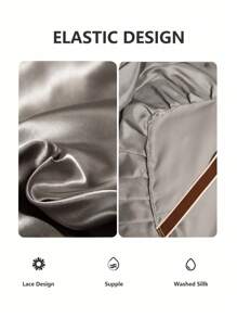 1件缎面床裙，纯色透气床裙，奢华柔软丝绸床裙，带荷叶边下摆（不含枕套），包边防尘裙摆，适用于单人床、双人床、大号床、特大号床，可机洗 - 灰色 - 查看 5