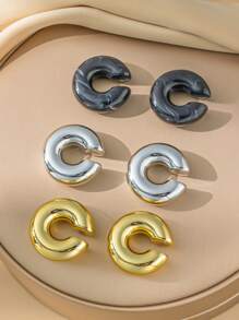 2pcs-6pcs Gothic Style Thick Hollow C-Shaped Ear Cuffs, Non-Piercing Earrings For Women Daily Wear