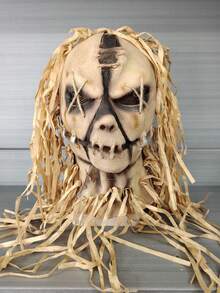 1pc Jute Bag Straw Man Mask Haunted House Escape Room Drama Bar Party Costume Latex Headpiece For Party Wear And Photo Props - 1 YEAR - View 1