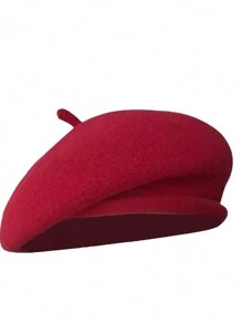 1pc Women's New Fashion High-Grade Versatile Elegant Curled Sheepskin Beret Headwear, Autumn/Winter, Japanese-Style Artistic Painter Hat, British Style