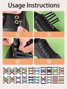 硅胶免系带鞋带，弹性鞋带装饰鞋配件，适用于运动鞋和休闲鞋 - 綠色 - 查看 3