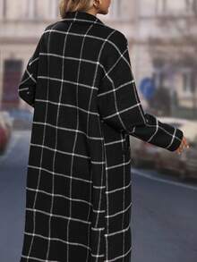 Damen Windjacke, schwarz-weiß karierte Jacke, karierte Freizeitjacke, schwarze Jacke