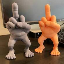 1pc Middle Finger Shaped Figure With Legs, Funny Office Desktop Decoration Gift - April Fool's Day - Multicolor - View 12