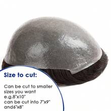 EHairc Toupee Hair For Men 0.1mm Poly Skin Human Hair Men's Toupee Durable PU Toupee Hair System For Men Base Size 8x10 Inch 130% Density Mens Wig Hairpieces - 1B05#關黑+5%白 - 查看 3