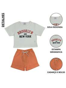 Brooklyn Cropped Top With Shorts For Girls - Rượu sâm banh - Xem 3