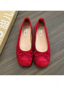 2024 Red New Women Flat Shoes Fashion Shallow Slip On Ladies Elegant Ballerinas Shoes Soft Flat Heel Outdoor Casual Mary Jane S - 紅3 - 查看 7