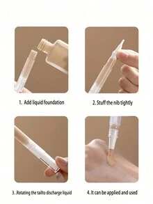 1/3PCS 5/3ml 粉底分配器带刷子，真空密封和存储功能，用于存储遮瑕膏、眼霜粉底、精华液或指甲油的必备化妆工具，旅行瓶迷你化妆品样品包装便携式化妆工具 - 無色 - 查看 4