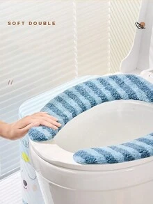 1 miếng lót bồn cầu dán keo dày, bộ miếng lót bồn cầu gia đình mới, thảm chống thấm nước cỡ lớn, sọc xanh và sọc hồng - Nhiều màu - Xem 4