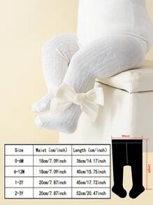 1pc Baby Girls Basic Bow Leggings, Cute & Comfortable For Everyday Wear, Suitable For Toddlers