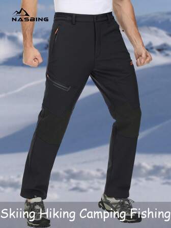 NASBING Men's Thermal Lined Pants Softshell Winter Snow Ski Pants Hiking Camping Outdoor Sport,Fleece