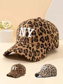 1 pieza Gorra de béisbol ajustable para mujer con bordado de leopardo NY, sombrero para el sol casual para exteriores para primavera y otoño, sombrero para el sol versátil unisex estilo Y2K para jóvenes - gorra de béisbol - Ver 9