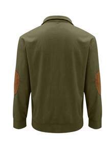 Men's Corduroy Sweatshirt, Retro Casual Stand Collar Base Layer Shirt, Autumn, Holiday Gift For Boyfriend, Suitable For 25°C Weather