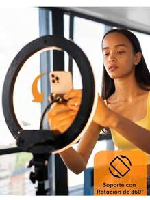 Aro de Luz 10 Pulgadas con Luz Led Blanca + Tripie - Negro - Ver 6