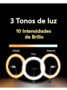 Aro de Luz 10 Pulgadas con Luz Led Blanca + Tripie - Negro - Ver 7