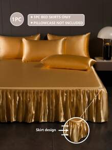 1pc Satin Bed Skirt, Bedding, Solid Color Skin-Friendly Breathable Bed Skirt, Luxurious Soft Ruffled Silk Bedskirt Without Pillowcase, Wrap Around Dust Ruffle, Fit Twin Full Queen King Size Bed, Machine Washable, Ideal Easter Gift, For Mother's Day Gift, Perfect Holiday Gift,