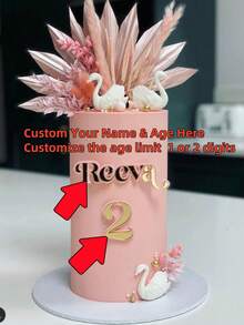 Trang trí bánh Acrylic tùy chỉnh, Đồ thủ công chữ cái Acrylic cá nhân hóa, Trang trí bánh hai tầng có tên và số độc quyền, Đầu bánh có tên cá nhân hóa, Làm quà tặng tuyệt vời cho bánh sinh nhật - Màu vàng - Xem 3